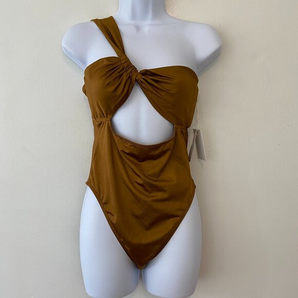 Good American Bali One Piece Swimsuit Brown Bronze Size 2 Medium - Picture 1 of 7